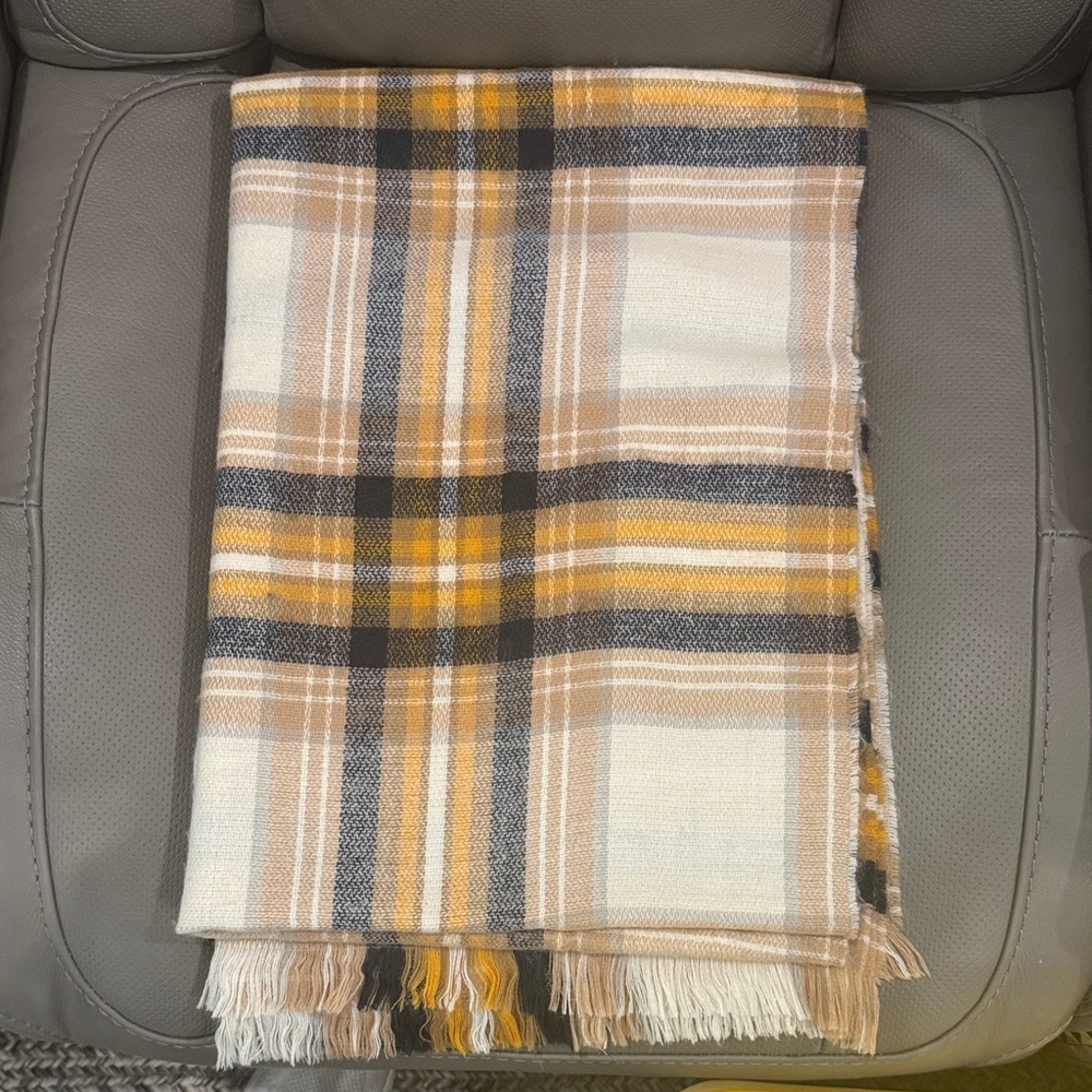 Plaid Women's Scarf/Wrap in Yellow and Brown